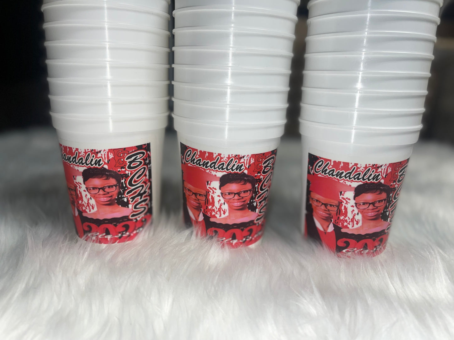 16 oz customized plastic cups (White cups Only) by the Dz