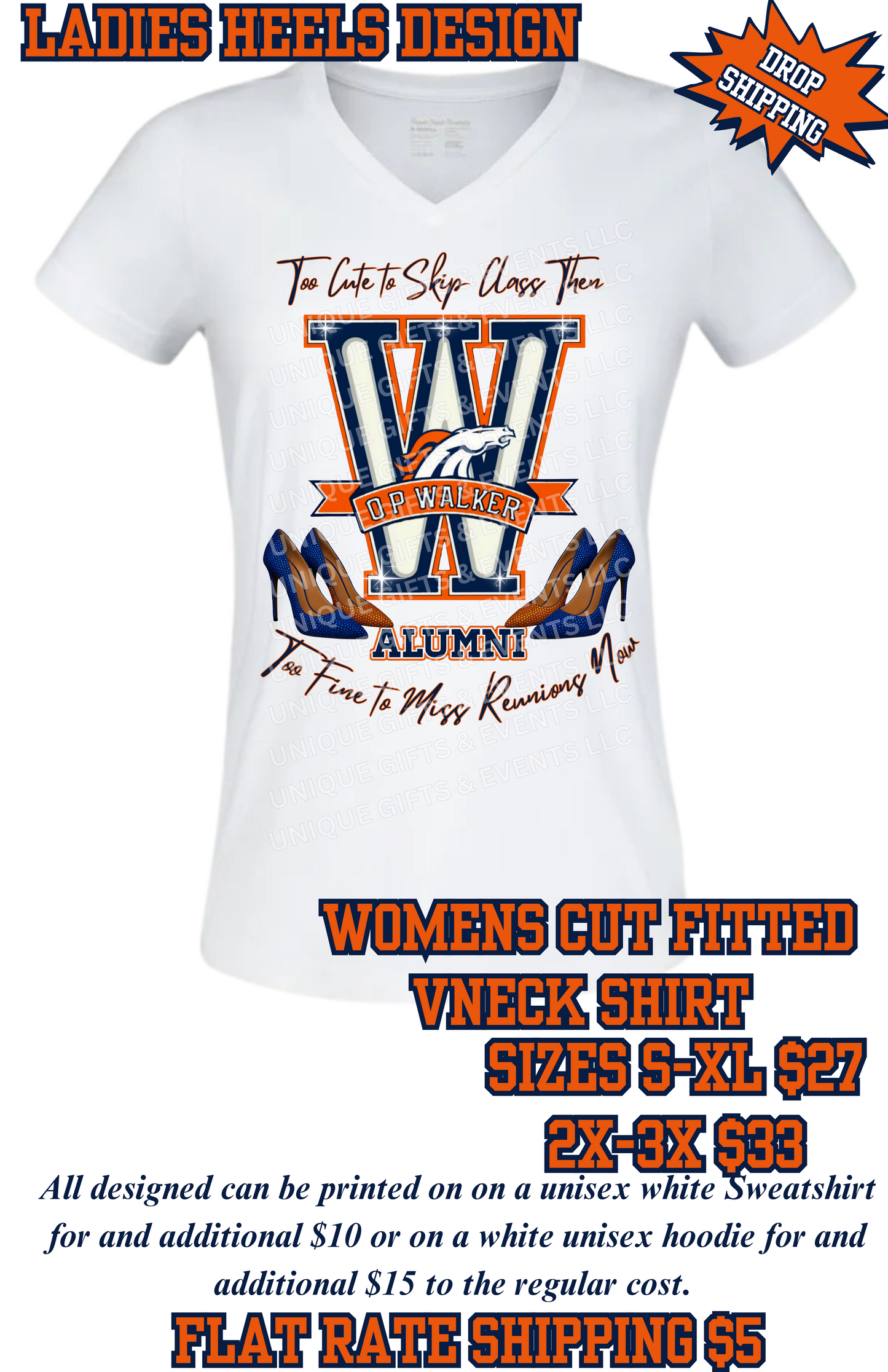 Too Cute for Class – Ladies Alumni V-Neck (WHITE - WOMEN FITTED), Hoodie & Sweatshirt