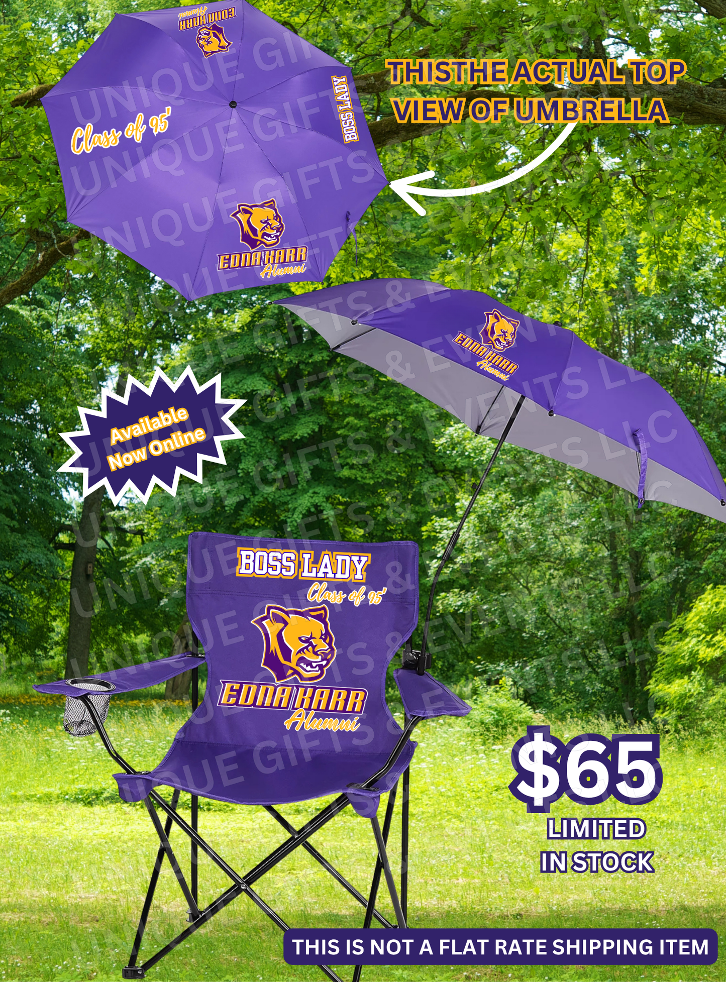 Edna Karr Alumni Custom Arm Chairs w/ Detachable Umbrella