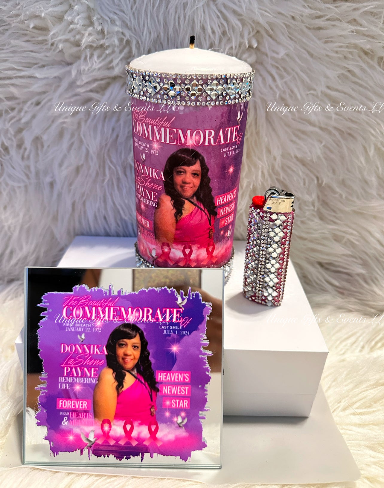 Memorial Candle set with matching lighter and Coaster