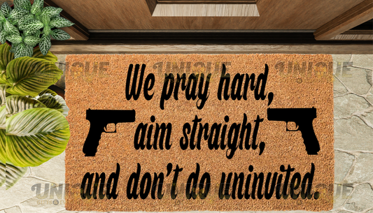 ‘We pray hard’ Doormat